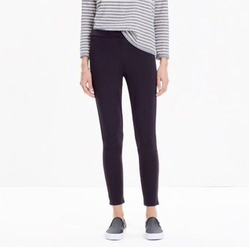 Madewell 1937 Size 0 Pieced Ponte Knit Leggings Black Pull On Stretch Pockets